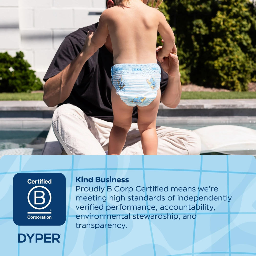 DYPER Smurftastic brand is B Corp certified for ethical practices.