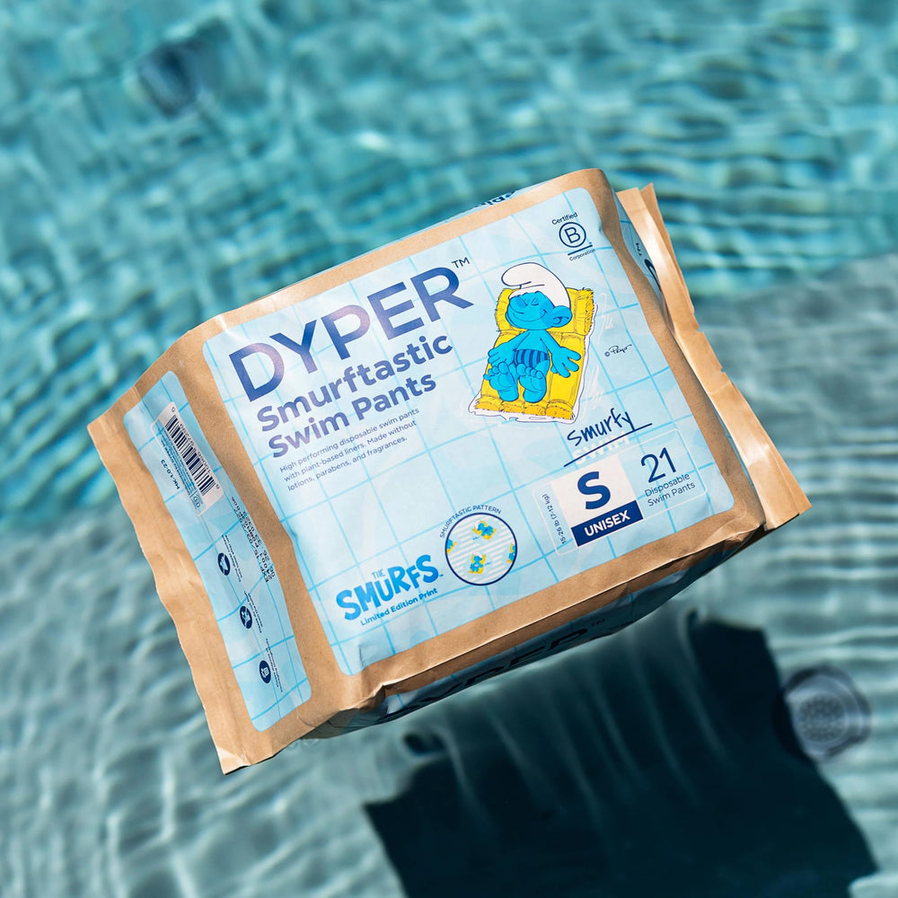 DYPER Smurftastic character prints add fun to swimming sessions for kids.