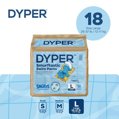 DYPER Smurftastic 18-count package highlighting eco-friendly materials and budget-friendly value.