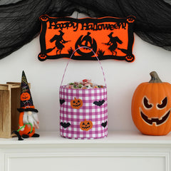 DYSHAYEN trick-or-treat bucket in soft fabric for comfortable candy runs.