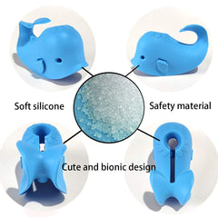 DYSONGO silicone faucet cover closeup shows BPA-free material and soft edge protection.