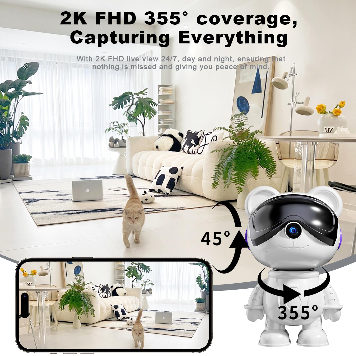 dzcctvipc Cute Bear baby cry detection for timely alerts