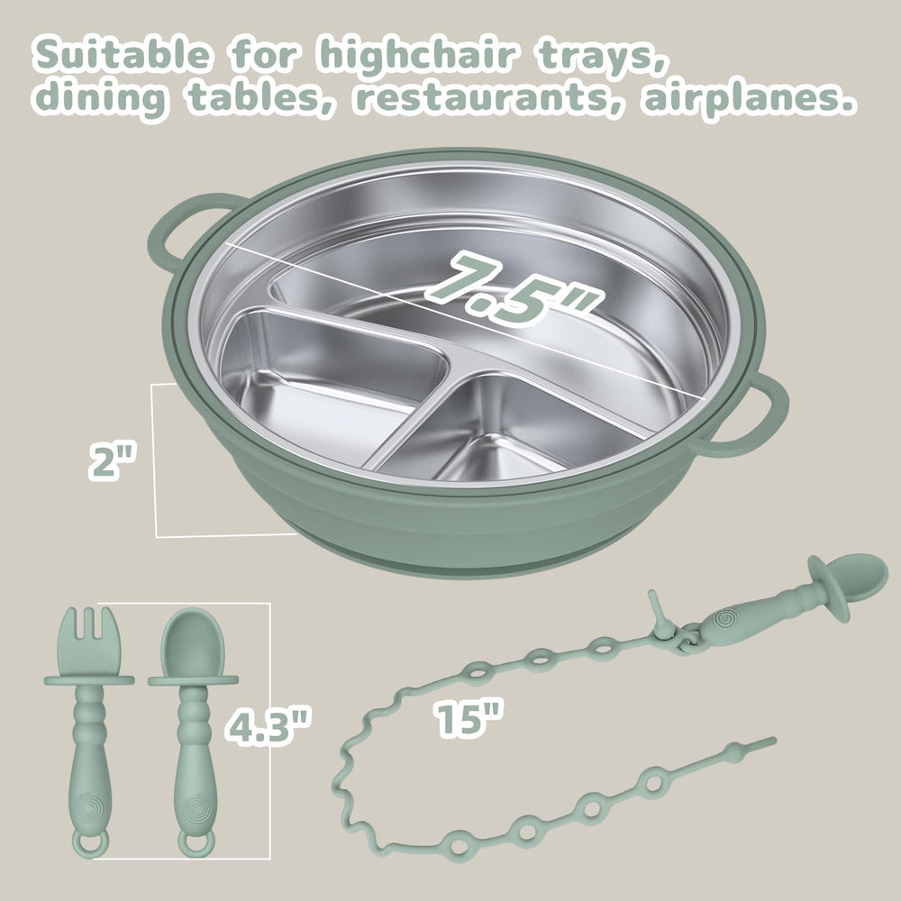DZDOV divided plate with three compartments keeps foods separated for balance.
