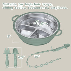 DZDOV divided plate with three compartments keeps foods separated for balance.
