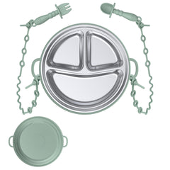 DZDOV baby feeding set with suction plate on tray helps mess-free meals.