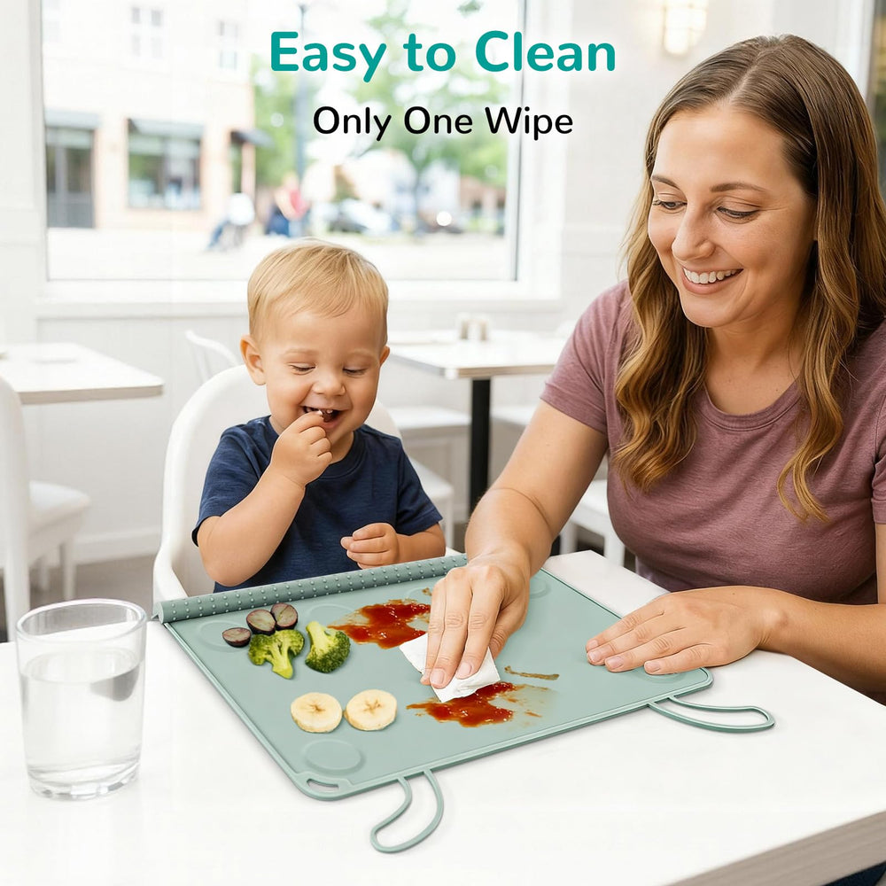 DZDOV silicone placemat non-slip suction base prevents slips during busy restaurant meals