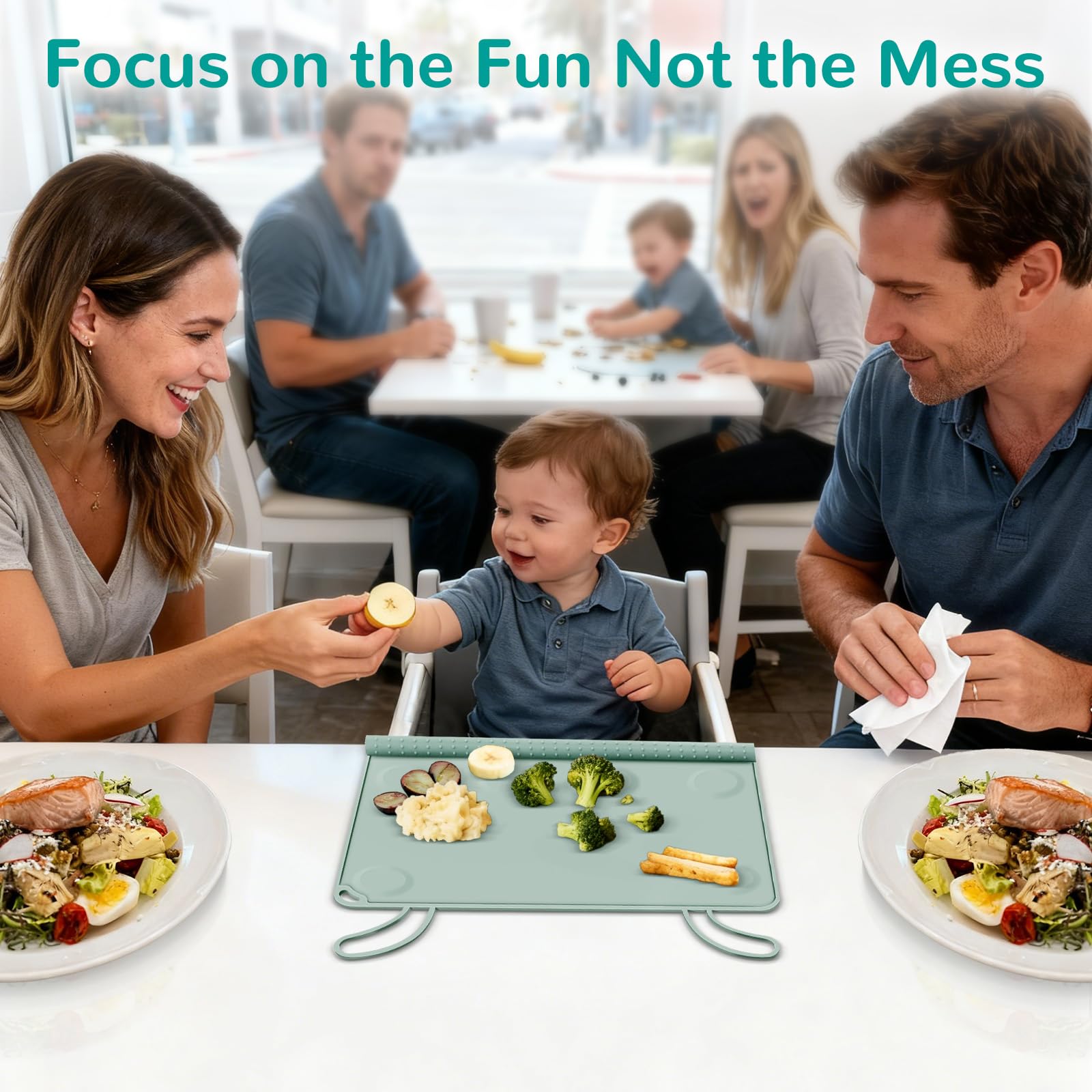 DZDOV silicone placemat portable mealtime kit fits easily in a diaper bag