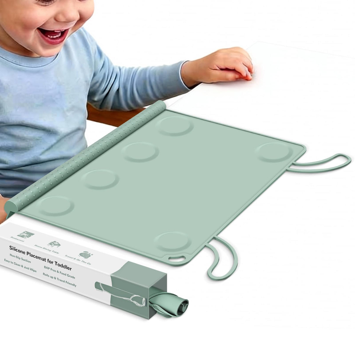 DZDOV silicone placemat roll-up in diaper bag keeps mealtime ready on the go