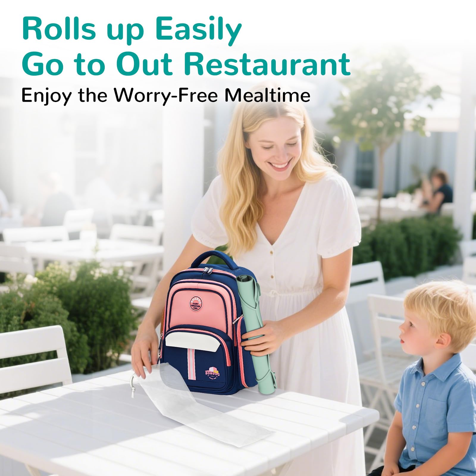 DZDOV silicone placemat wipe-clean table enables quick cleanup after meals on the go