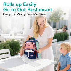 DZDOV silicone placemat wipe-clean table enables quick cleanup after meals on the go