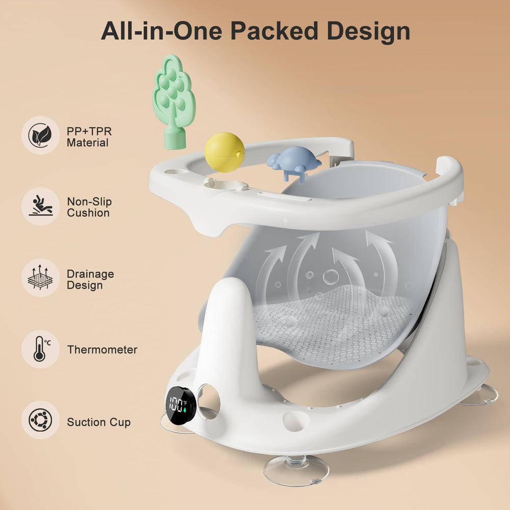DZMDIP Baby Bath Seat supports babies who are sitting up during bath time.