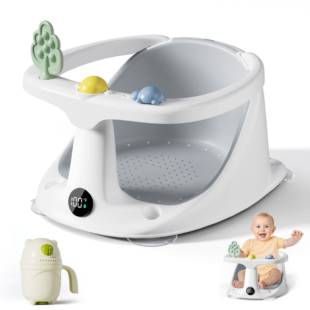 DZMDIP Baby Bath Seat with ergonomic backrest providing gentle head and back support during baths.