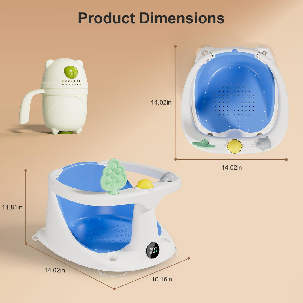 DZMDIP baby bath seat blue ergonomic-design supports head and spine development.
