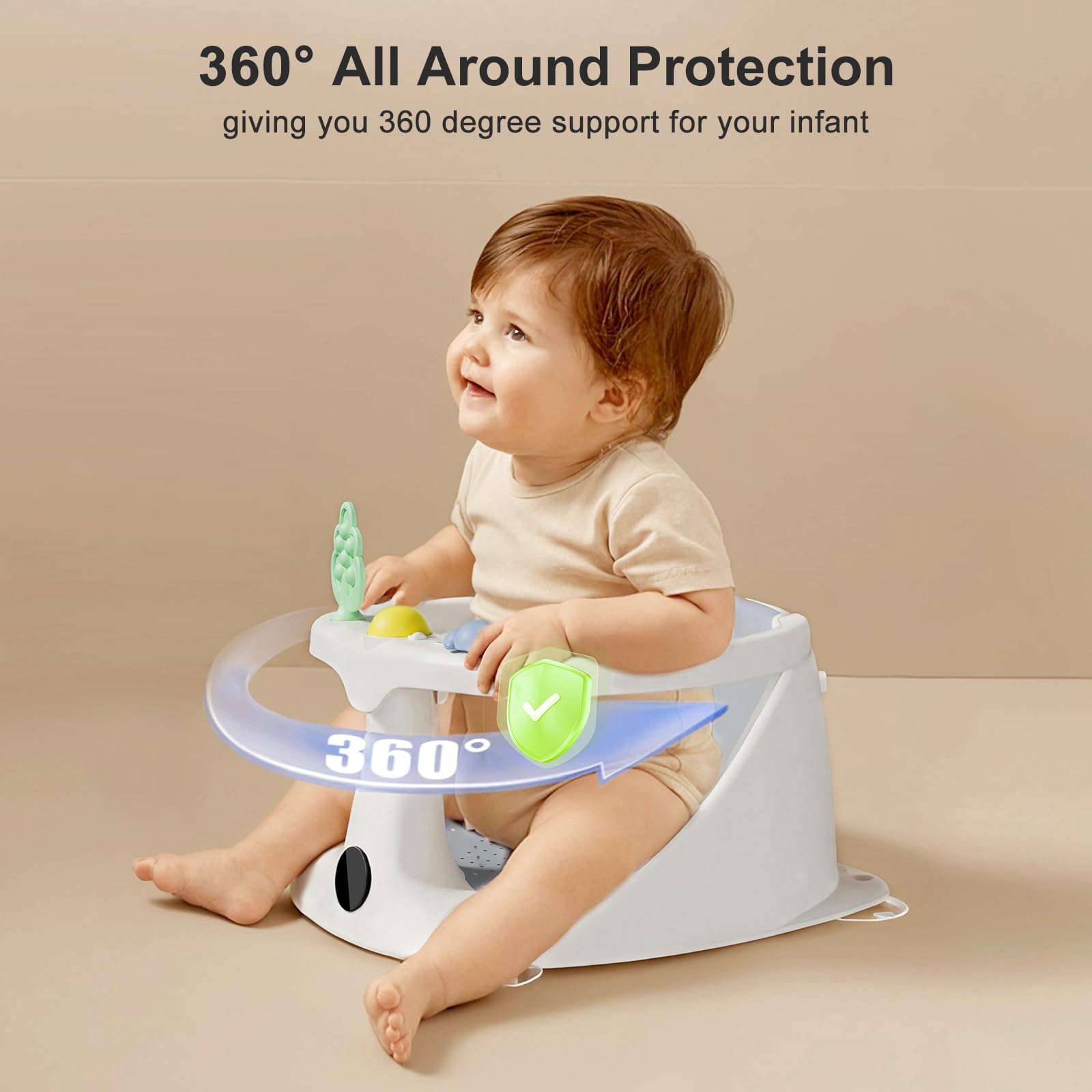 DZMDIP Baby Bath Seat in gray color to complement modern bathrooms.