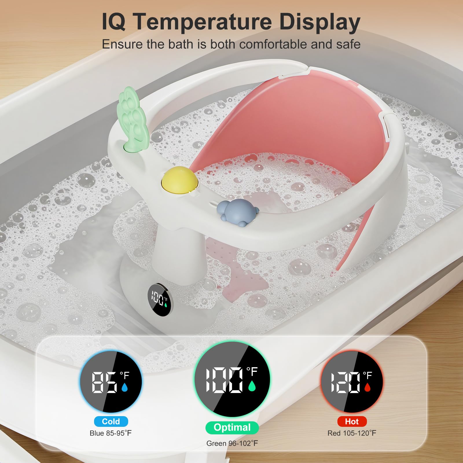 DZMDIP baby bath seat pink rinse-cup feature supports easy water rinsing