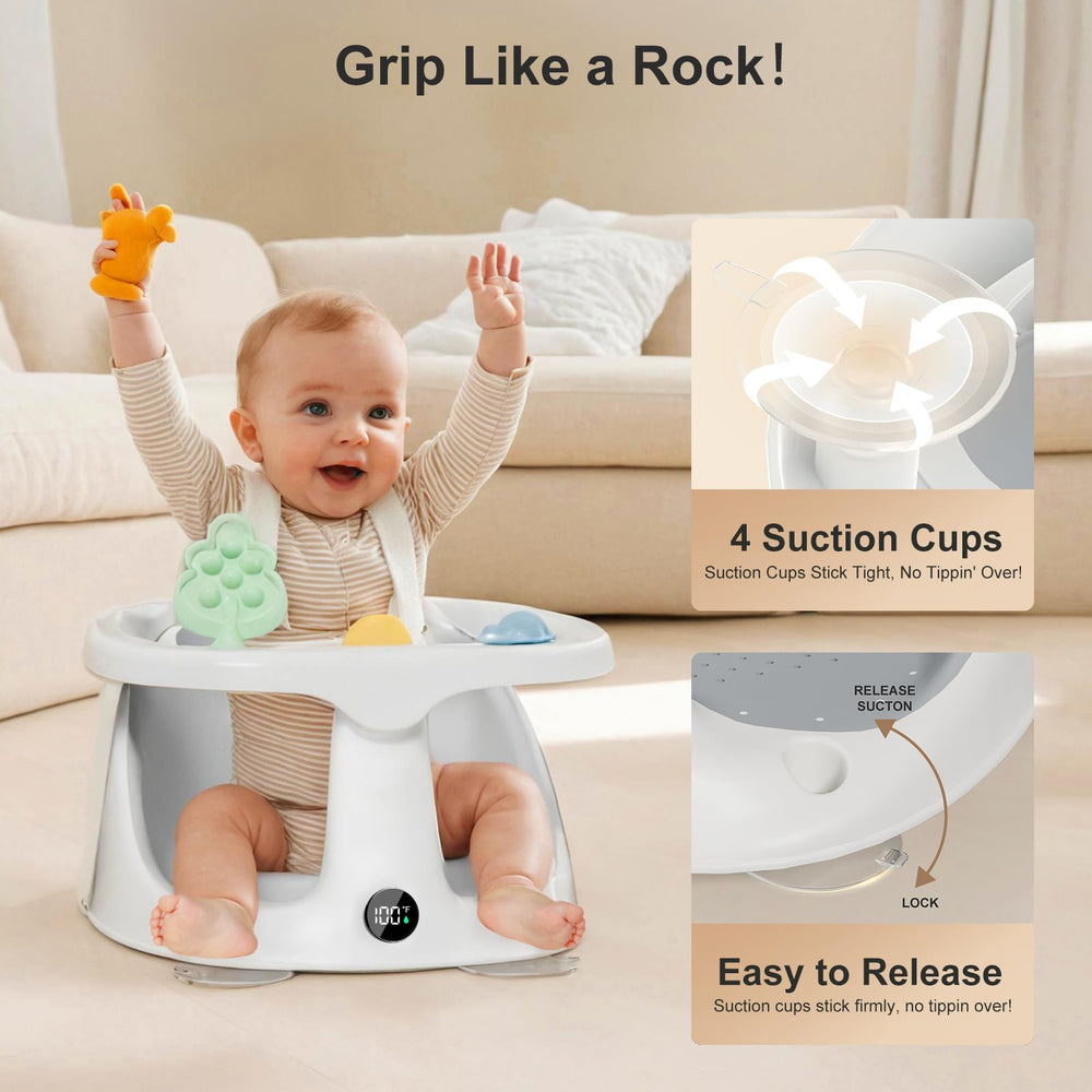 DZMDIP Baby Bath Seat features soft breathable cushions for baby's comfort.