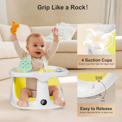 DZMDIP Baby Bath Seat cushions offer soft comfort during splashes and wiggles.