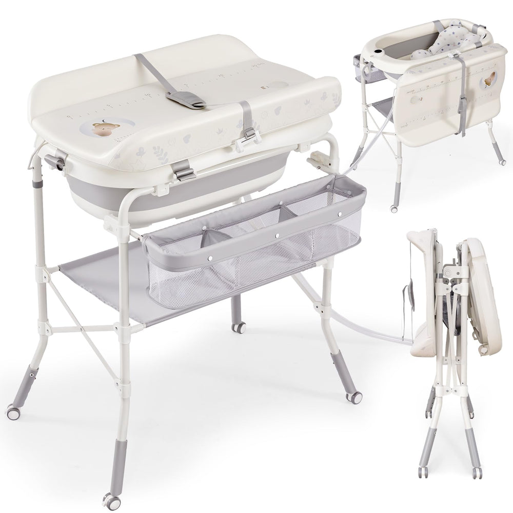 DZMDIP baby bathtub with foldable changing table easy bath area