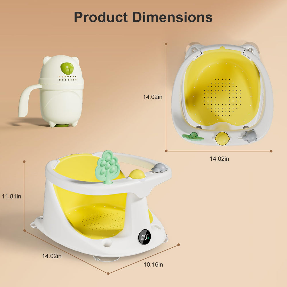 DZMDIP Baby Bath Seat in-tub use demonstrates practical, hands-free bath time setup.