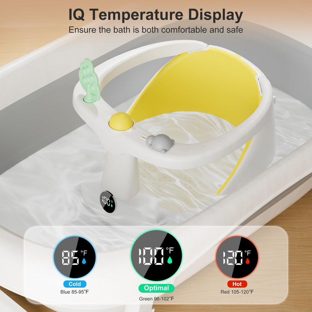 DZMDIP Baby Bath Seat with suction cups provides reliable grip on smooth tub surfaces.