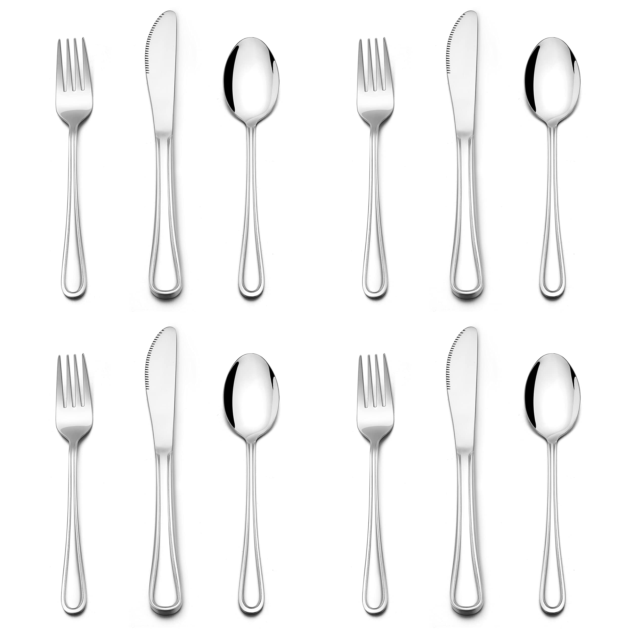 E-far 12-piece kids silverware set overview with grown-up look for independent eating