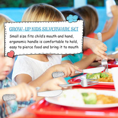 E-far adult-look utensils illustration emphasizes transition from training to real dining.