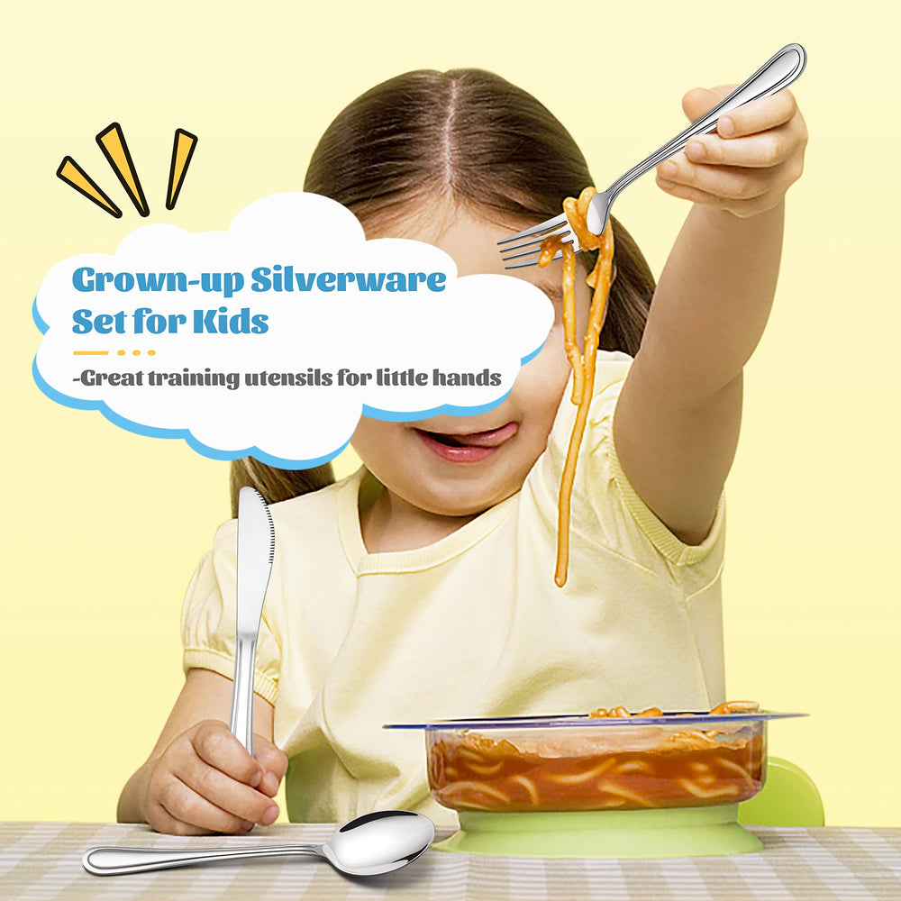 E-far kids forks with ergonomic grip for comfortable, controlled cutting