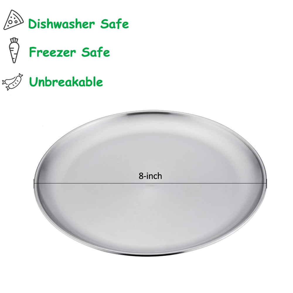 E-far kids-friendly stainless plate designed for easy self-feeding.