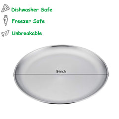 E-far kids-friendly stainless plate designed for easy self-feeding.