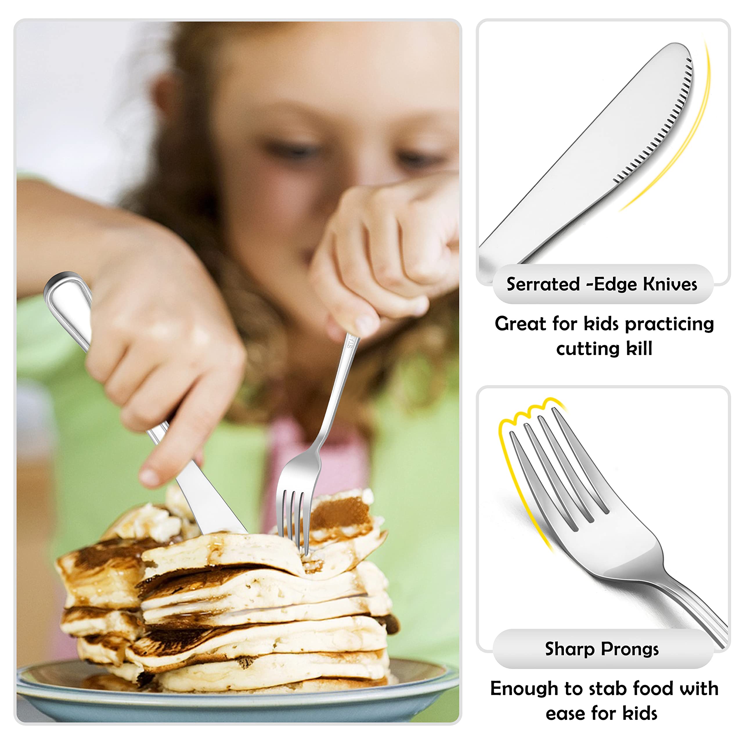 E-far kids spoons with smooth round handles for easy scooping