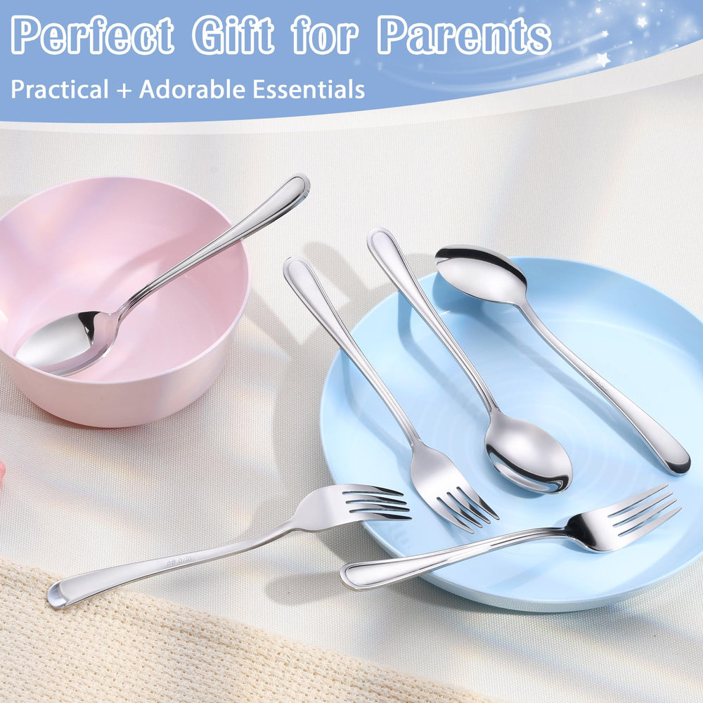 E-far-toddler-silverware-hand-feel-rounded-edges helps protect mouths and tables.