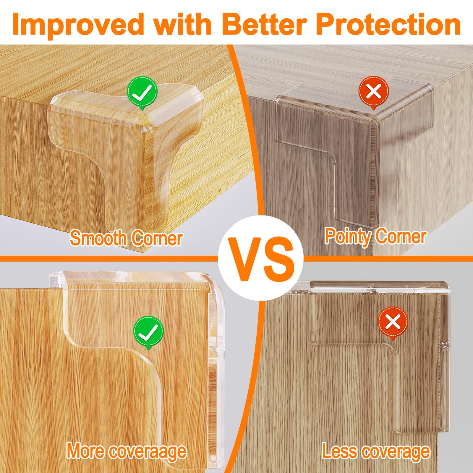 E-PRONSE corner protector shows smooth top corner for gentle baby-safe contact