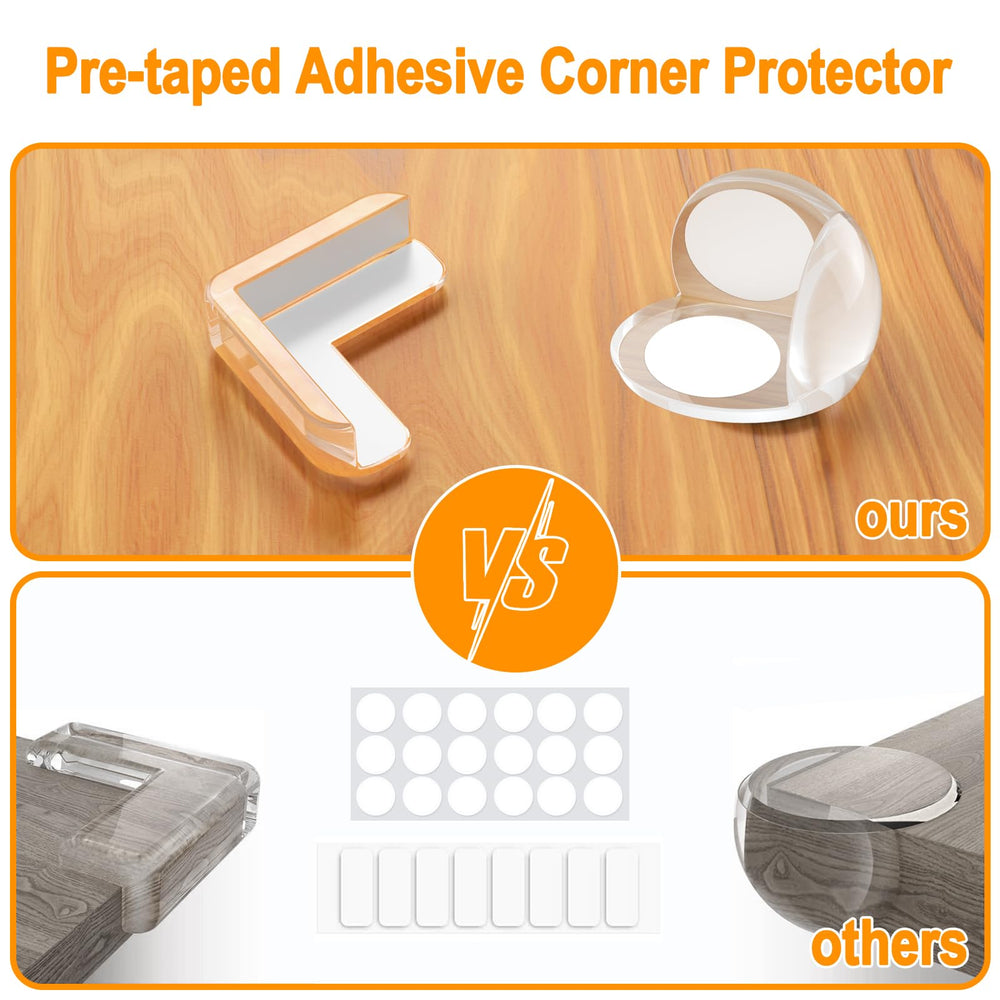 E-PRONSE Corner Protectors on glass surfaces guard edges discreetly.