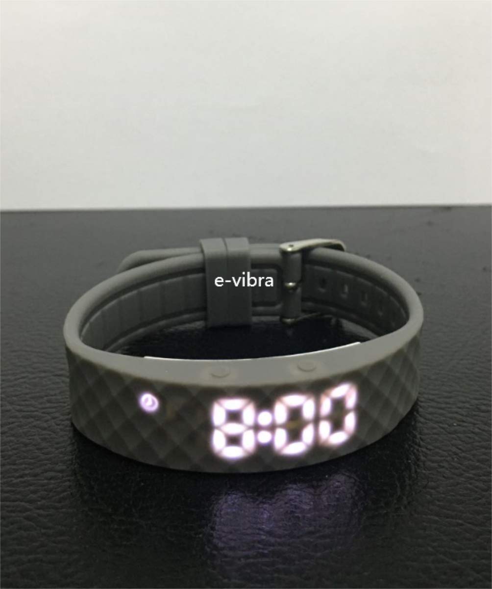 e-vibra potty training watch wristband close-up shows soft silicone comfort