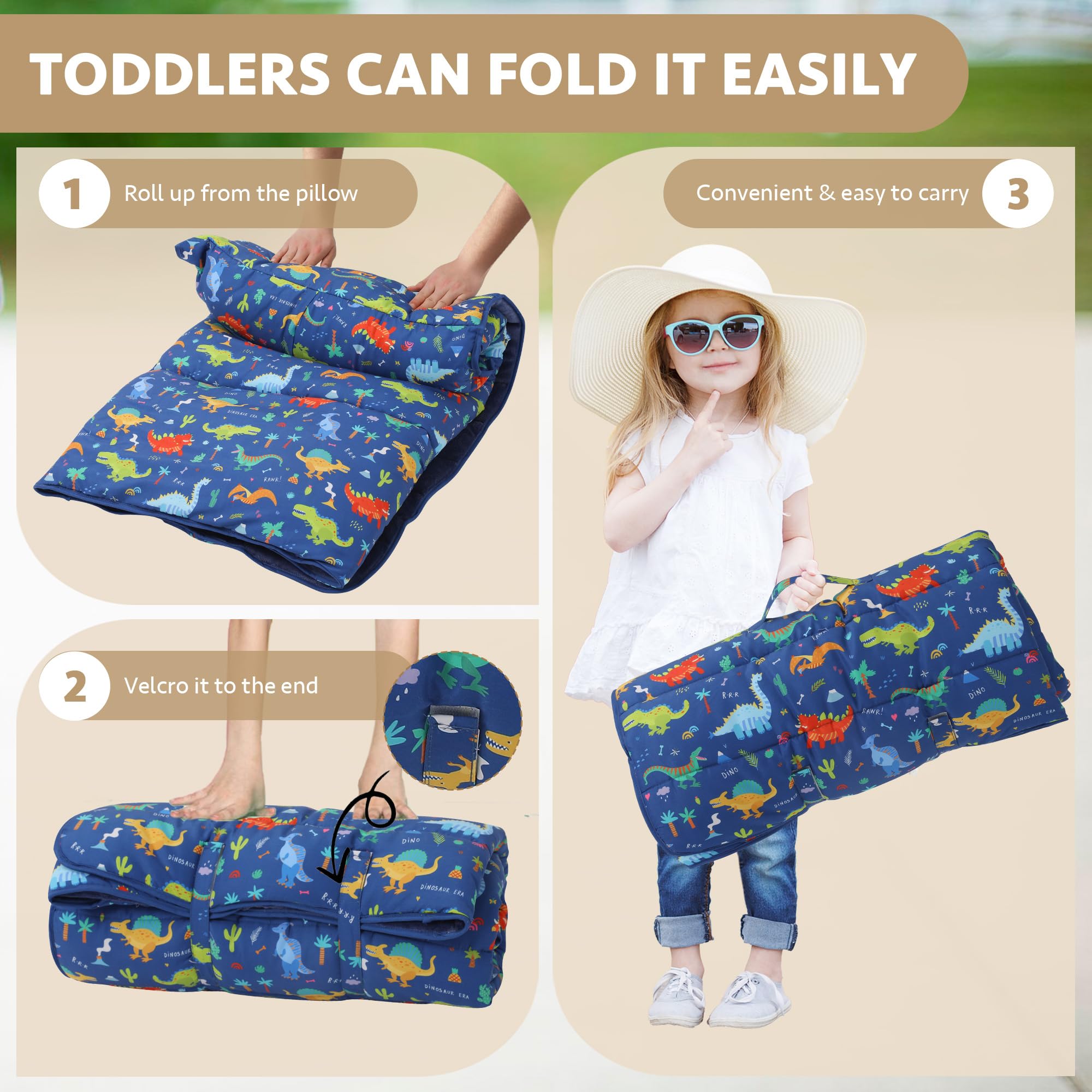 E1F1NN DOT nap mat travel-use highlights portable design for daycare and trips.