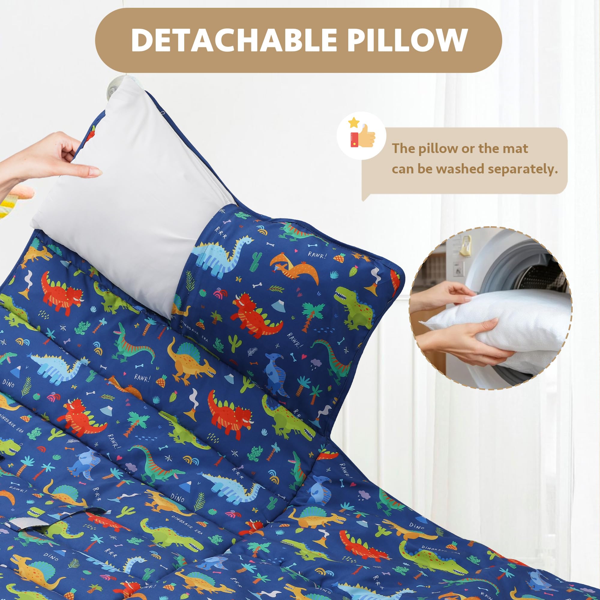 E1F1NN DOT nap mat detachable pillow enabling flexible use and easy cleaning.