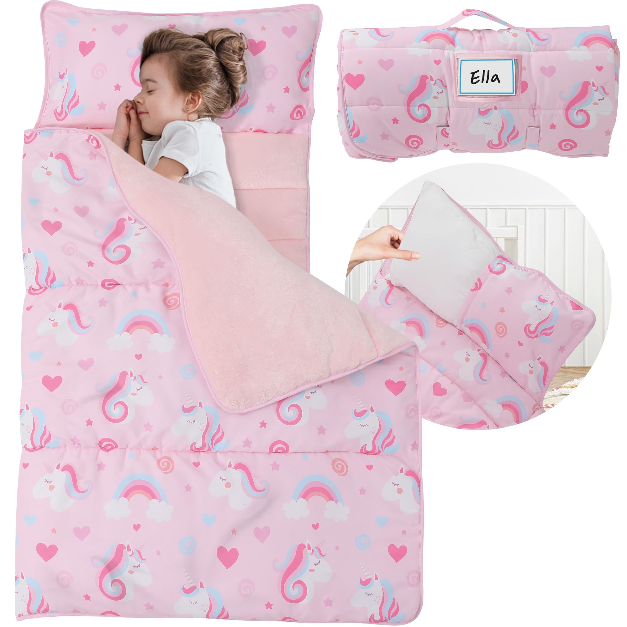 E1F1NN DOT toddler nap mat folded roll-up for travel, easy portability