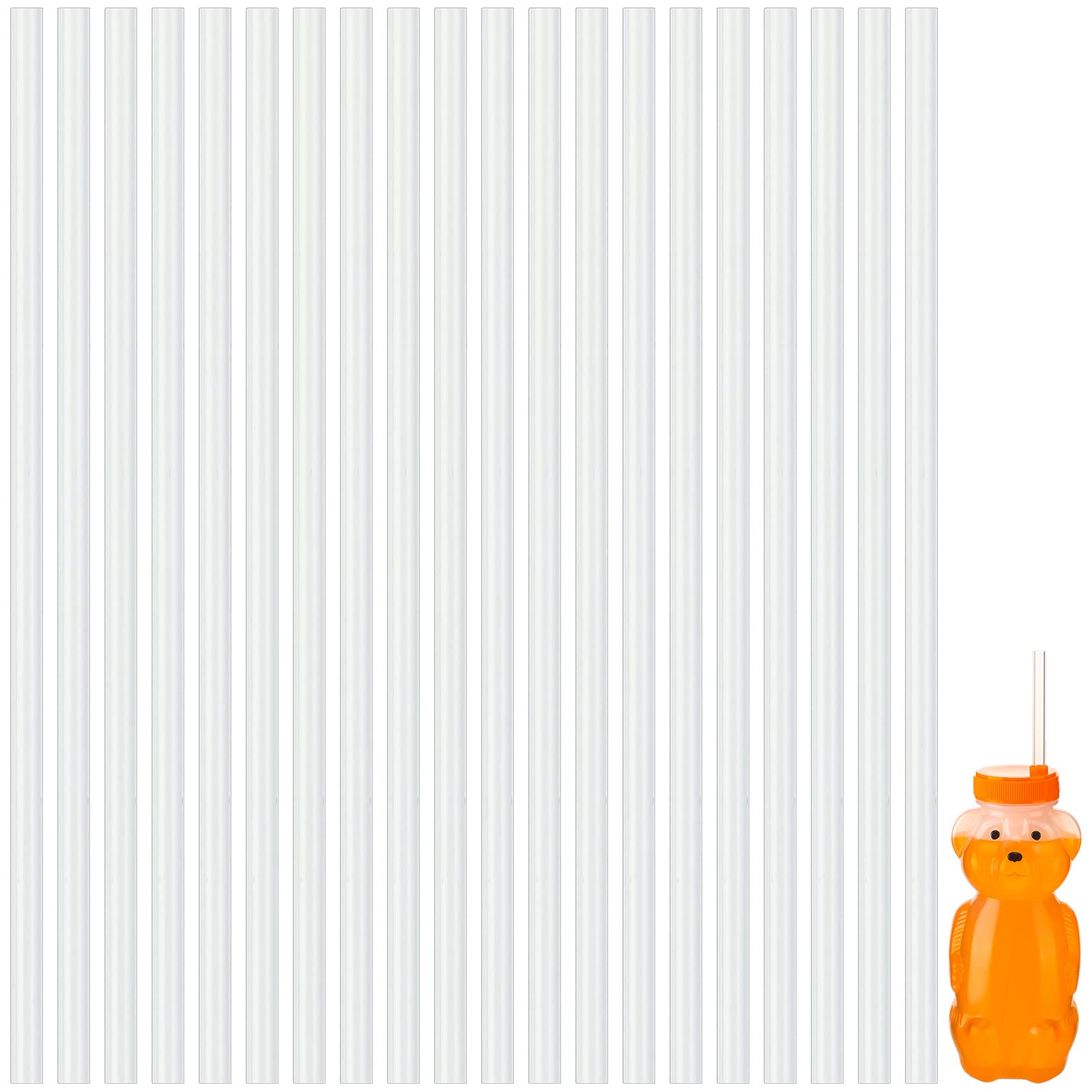 Eaasty honey bear silicone straw 8-inch angle view for easy sipping on the go