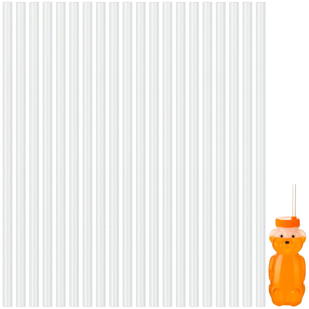 Eaasty honey bear silicone straw 8-inch angle view for easy sipping on the go