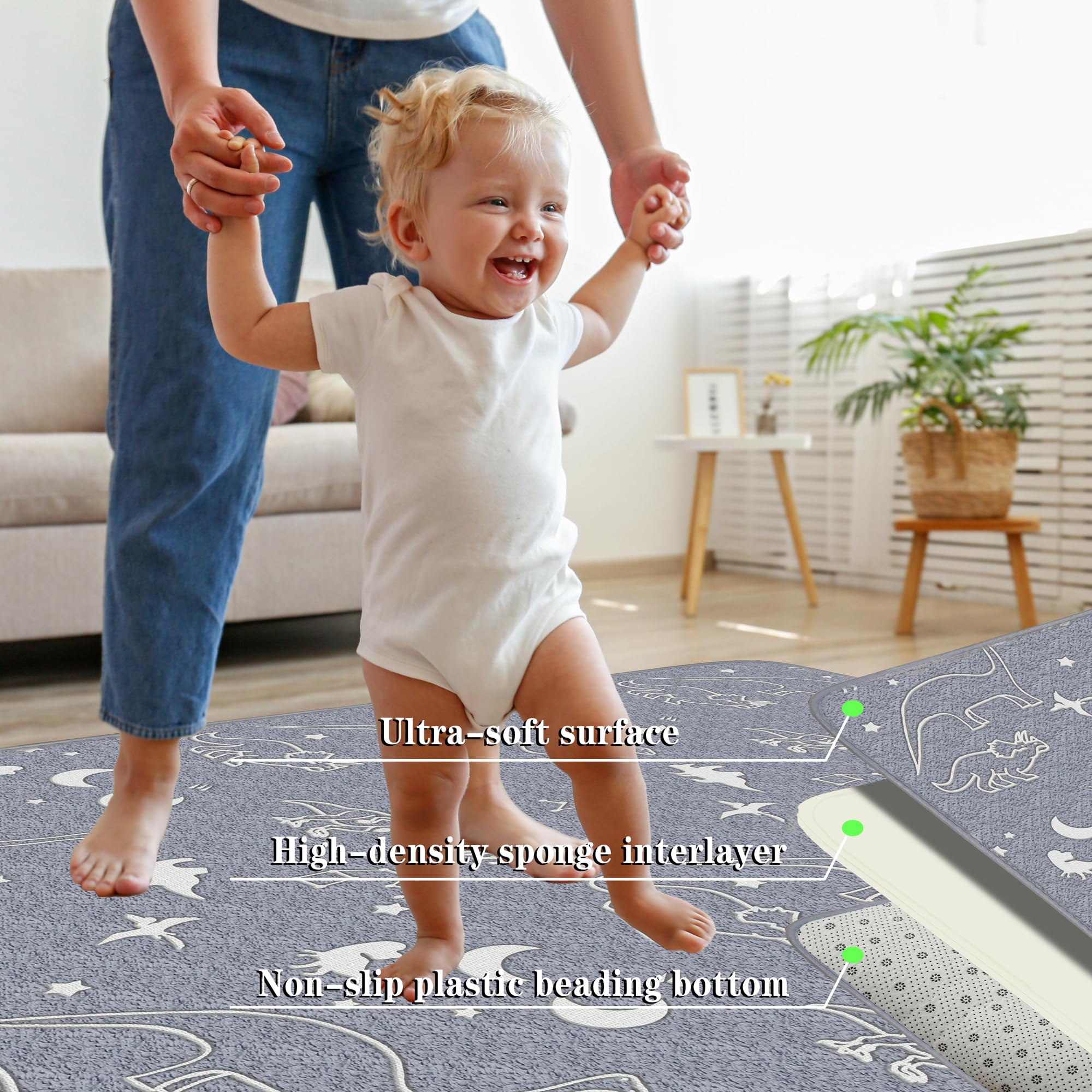 Eanpet grey 5x7 play mat creates a cozy, versatile surface