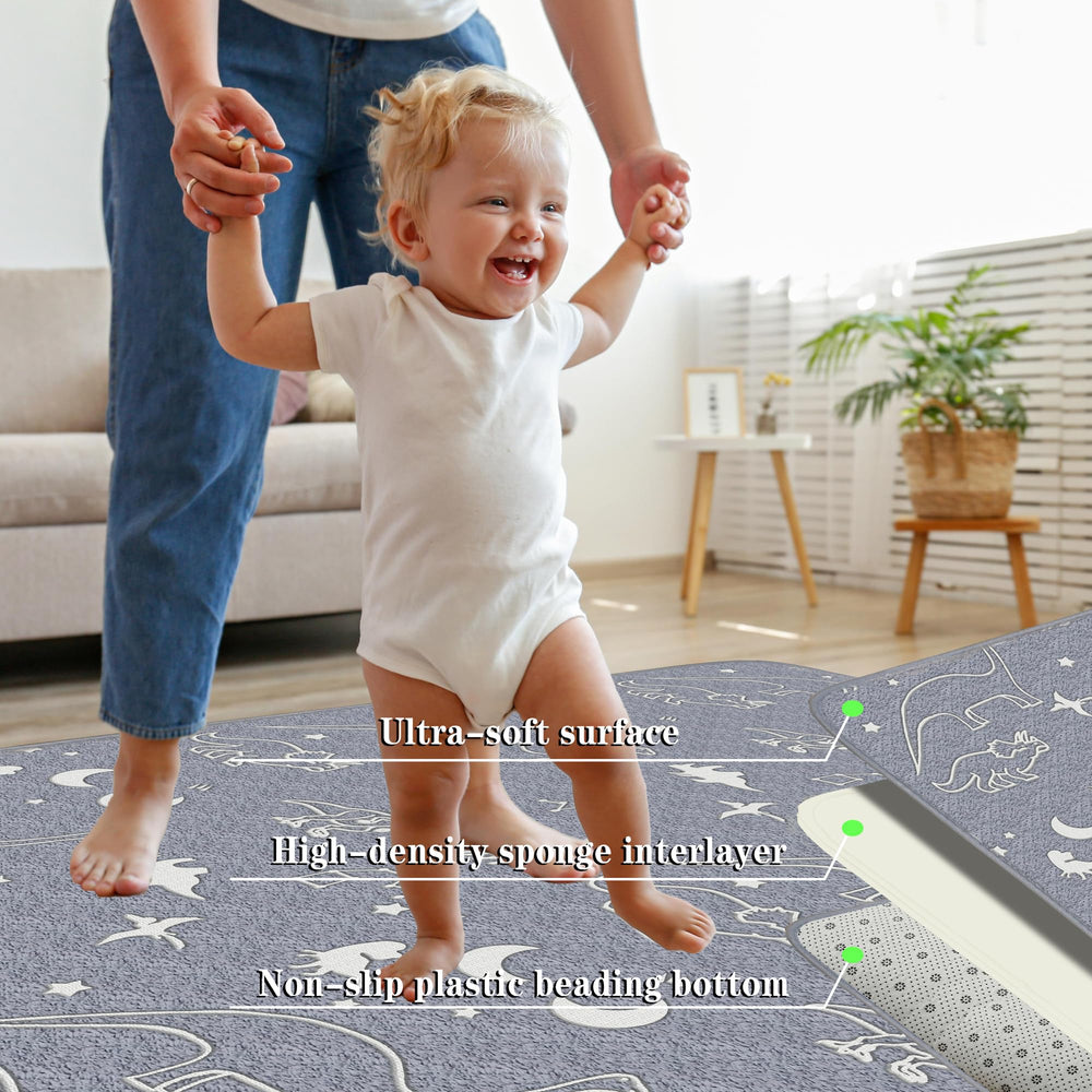 Eanpet grey 5x7 play mat creates a cozy, versatile surface