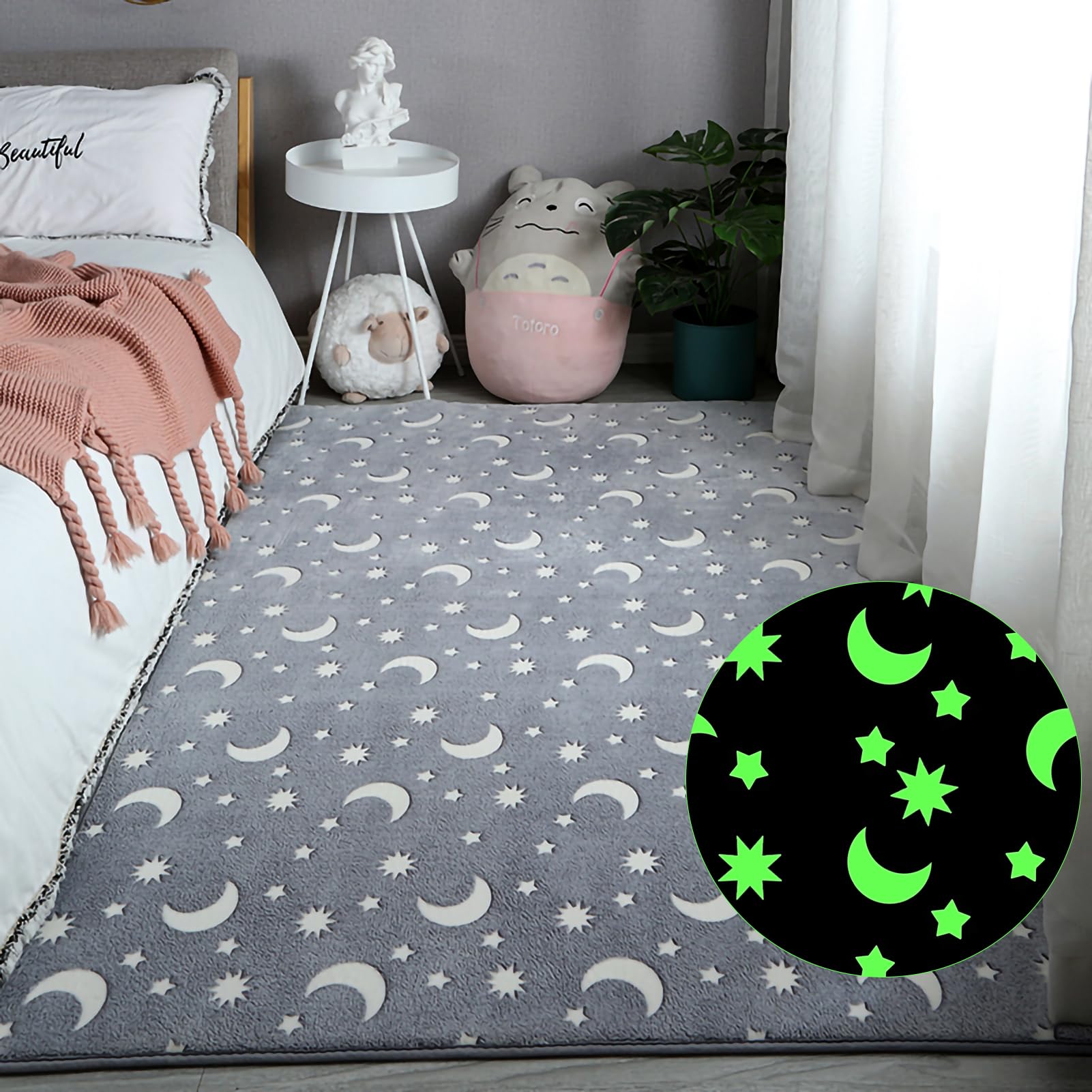 Eanpet glow-in-the-dark stars rug lights up kids' play and decor