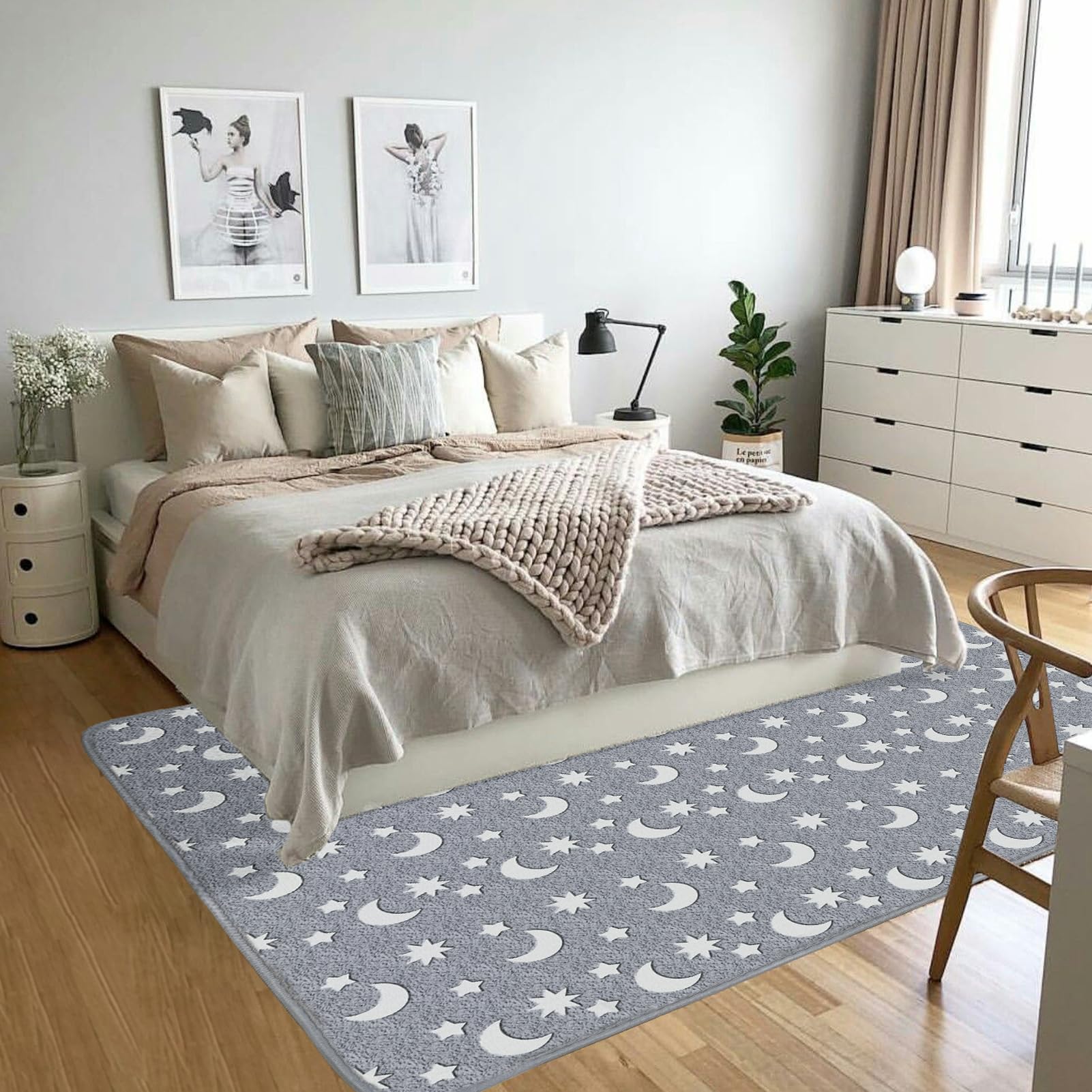 Eanpet star-moon-dinosaur pattern rug sparks imaginative play at bedtime