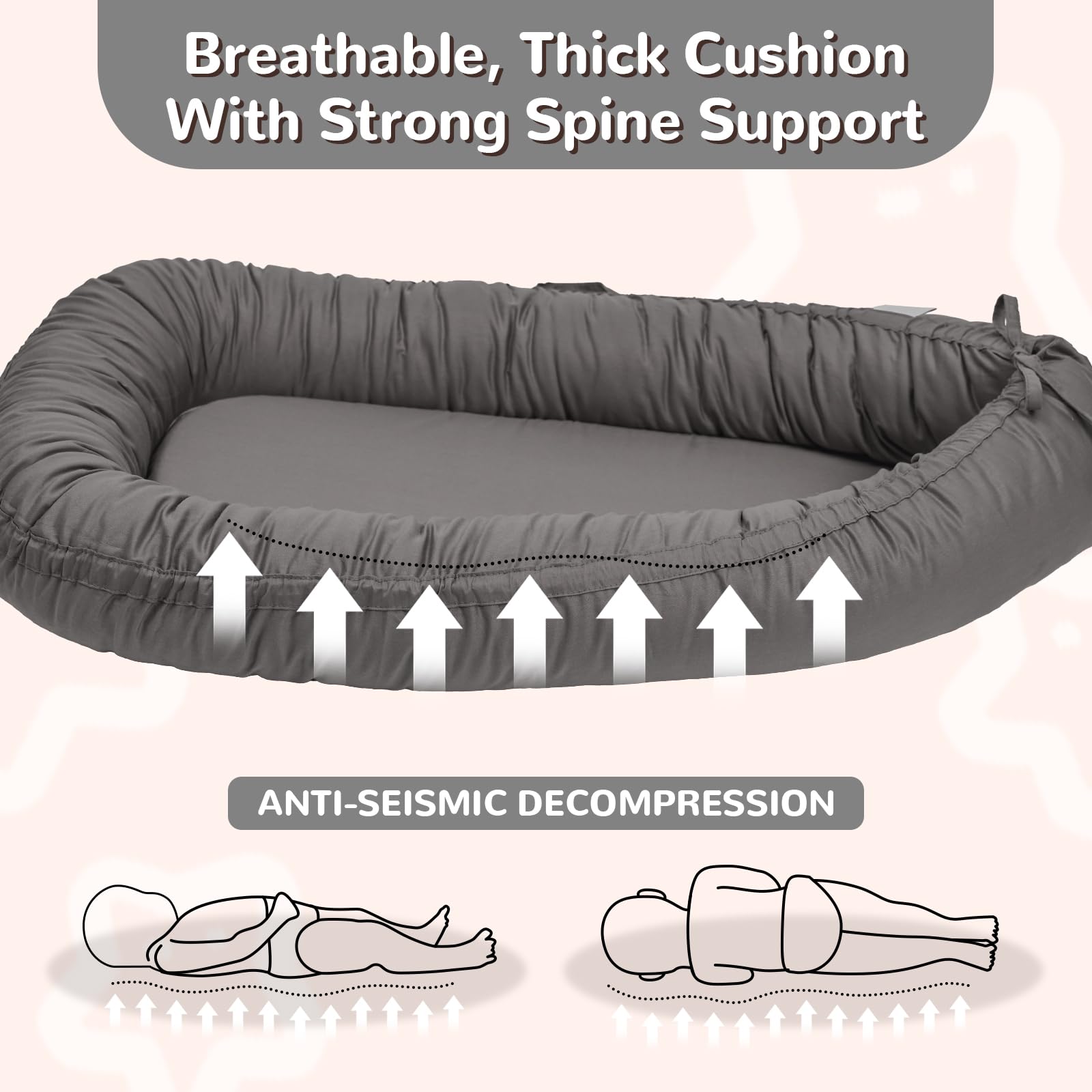 EAQ baby lounger compact handle enables effortless transport around the home