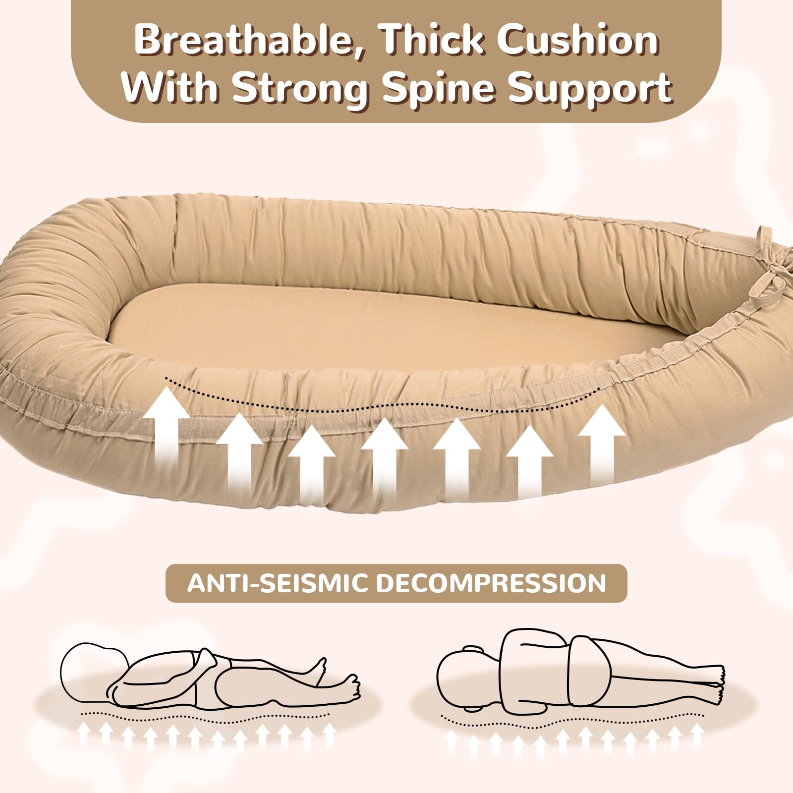 EAQ Baby Lounger machine-washable cotton cover simplifies daily cleaning
