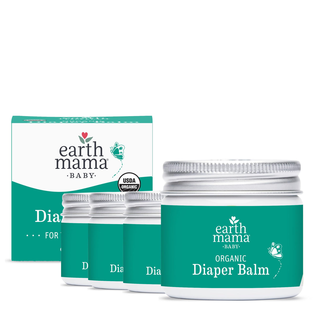 Earth Mama Diaper Balm 2oz tube demonstrates fragrance-free gentle protection for sensitive diaper areas