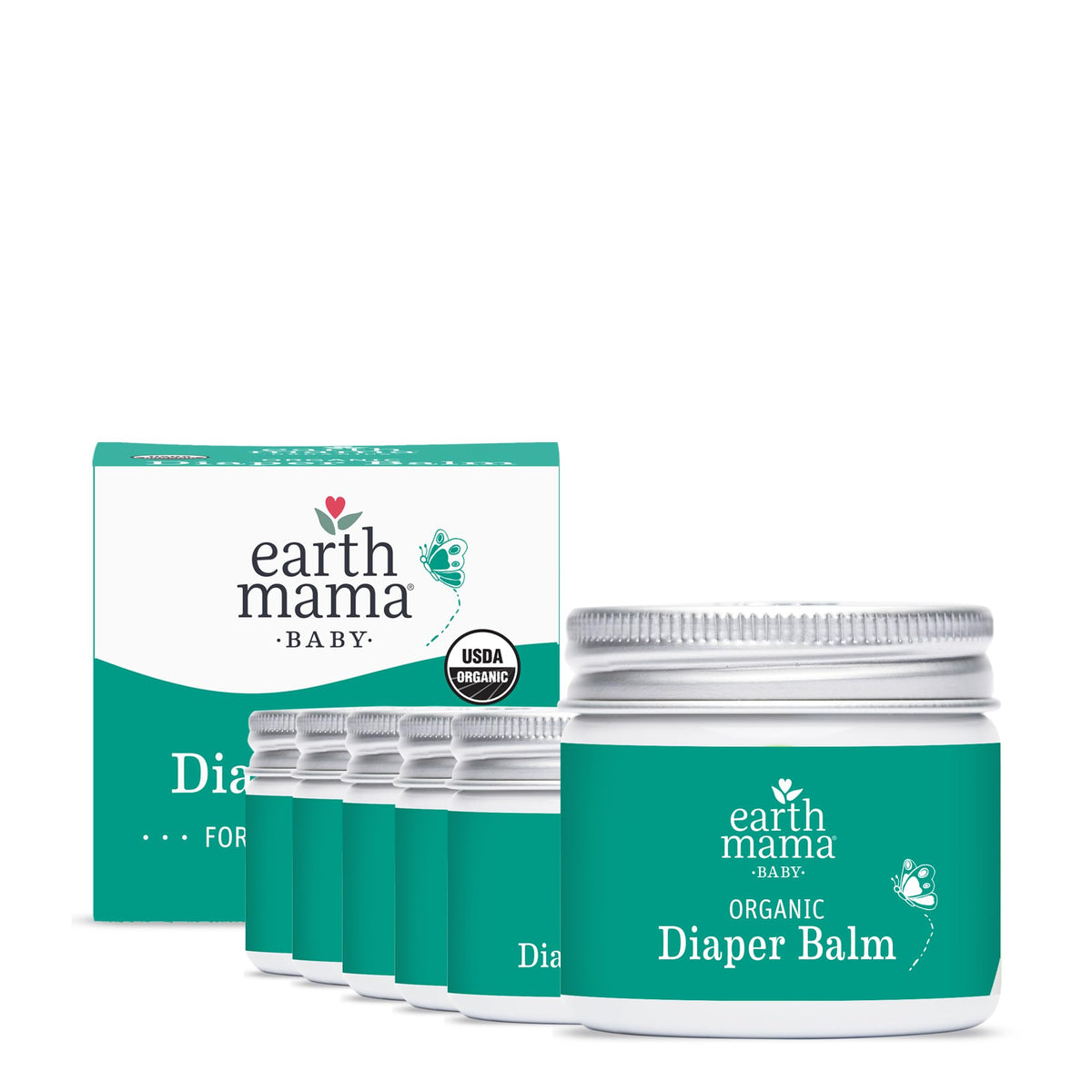 Earth Mama diaper balm 2oz-tube showcases a gentle fragrance-free diaper cream for sensitive skin
