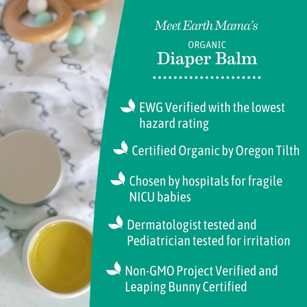 Earth Mama diaper balm cloth-diaper-friendly use on fabric diaper.