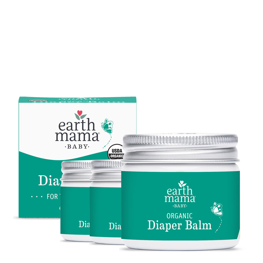 Earth Mama diaper balm jar 2oz for sensitive skin care.