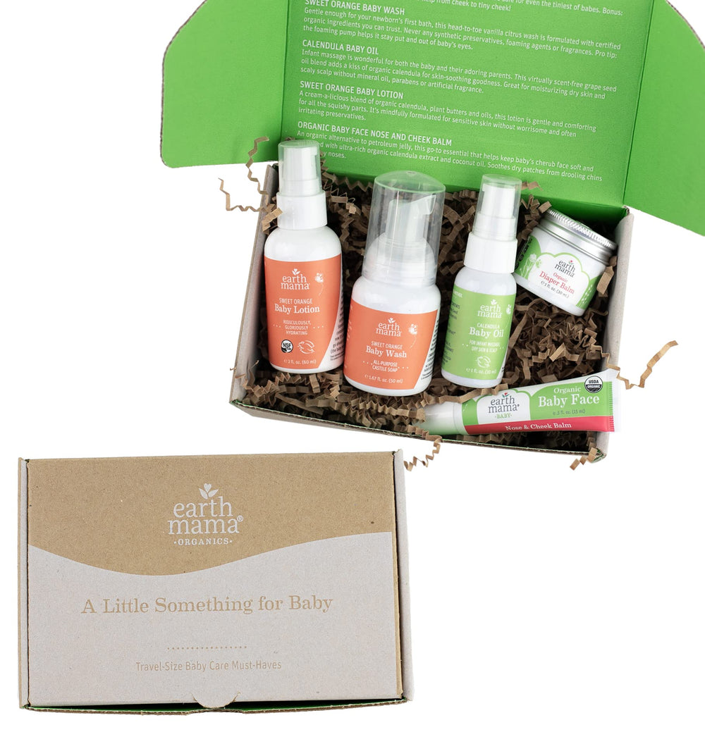 Earth Mama diaper balm tube close-up, soothing diaper area with certified organic ingredients.